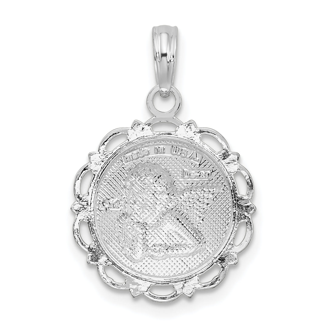 Sterling Silver Polished Scalloped Edge Angel Pendant