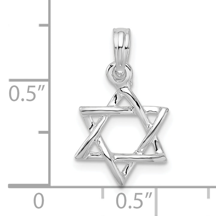 Sterling Silver Polished 3D Cut-Out Star of David Pendant