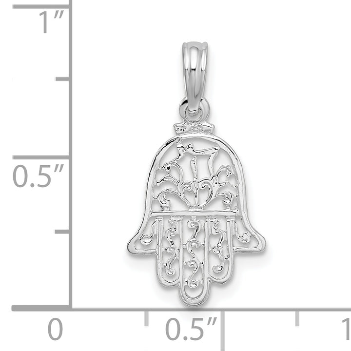 Sterling Silver Polished Cut-Out Hamsa Pendant