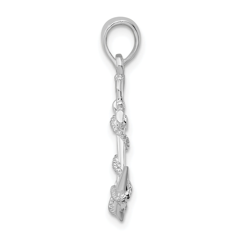 Sterling Silver 3D Anchor with Rope and Shackle Pendant
