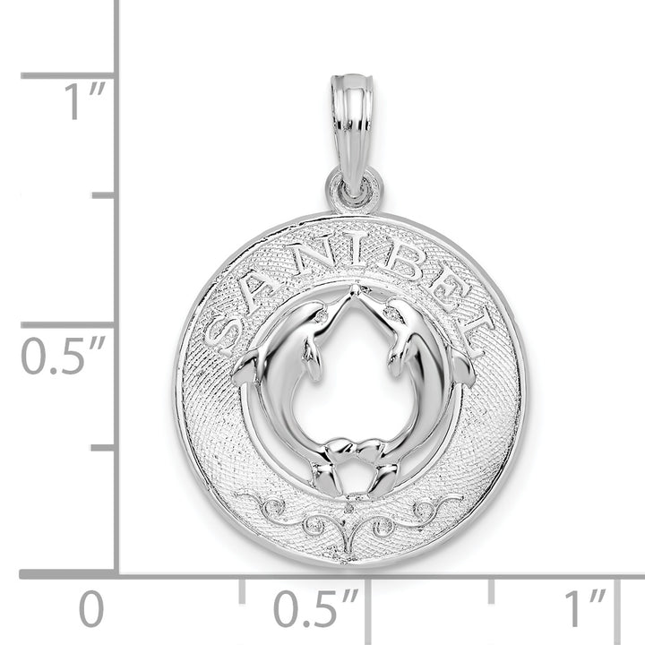 Sterling Silver Sanibel Circle with Dolphins Pendant