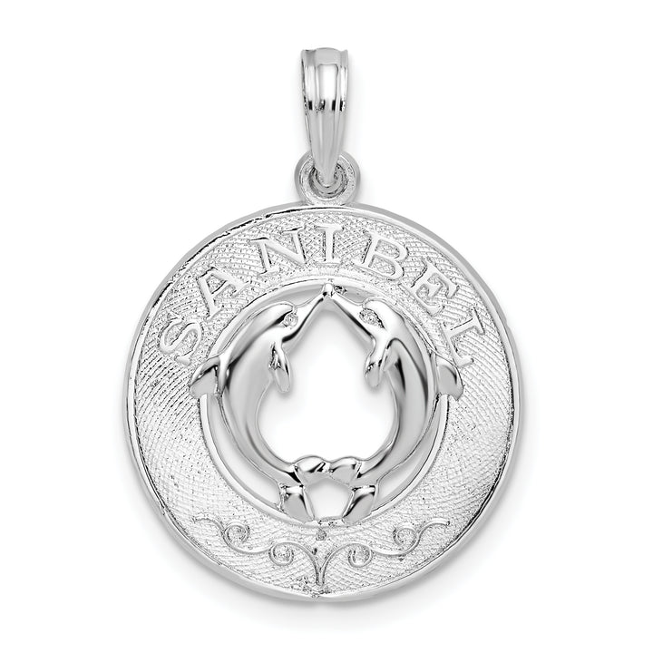 Sterling Silver Sanibel Circle with Dolphins Pendant