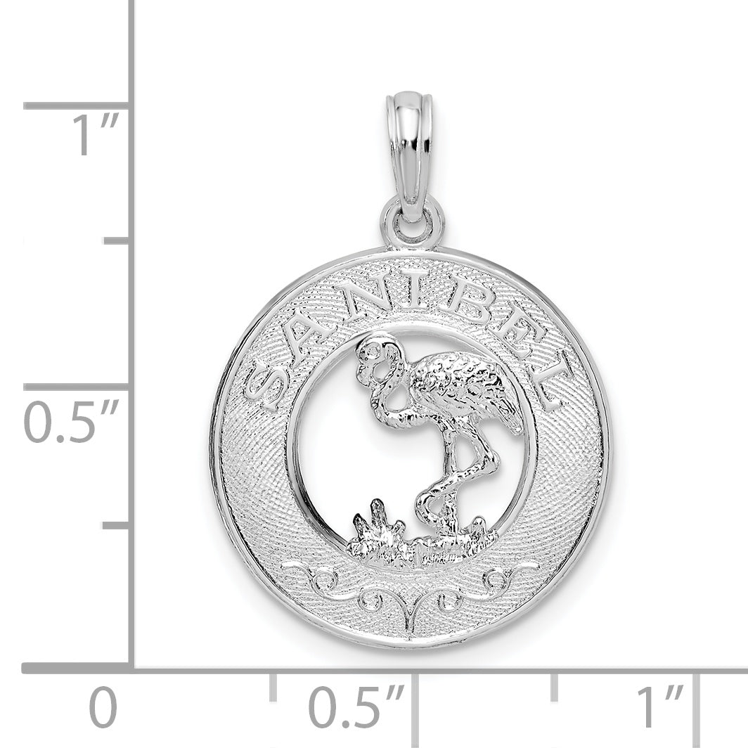 Sterling Silver Sanibel Circle with Flamingo Pendant