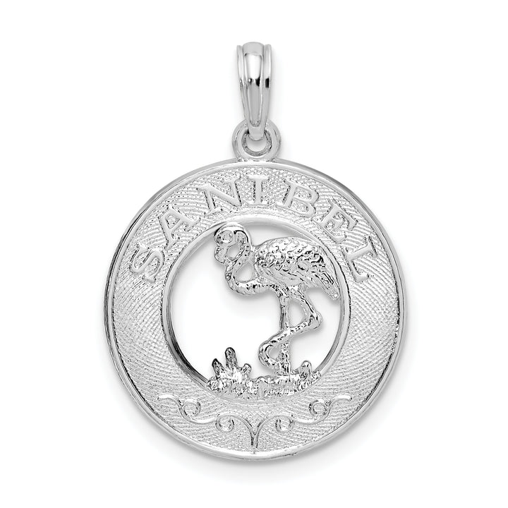 Sterling Silver Sanibel Circle with Flamingo Pendant