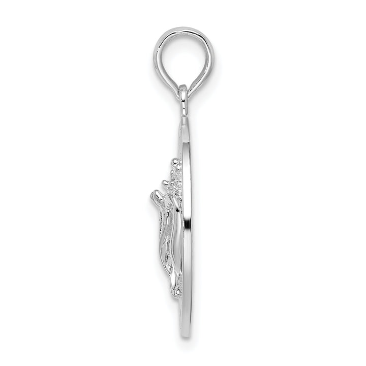 Sterling Silver Ocean City Maryland Circle with Shell Pendant