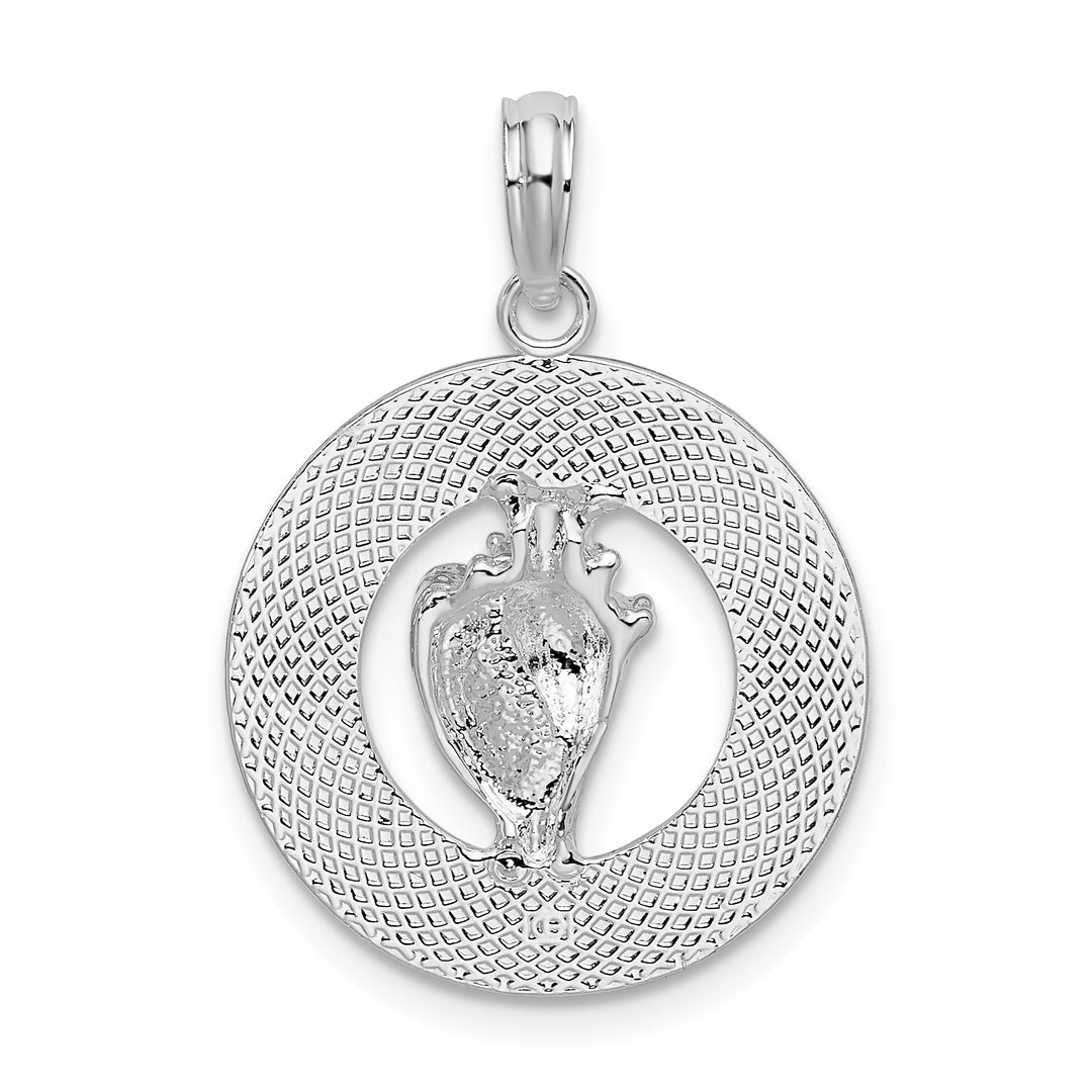 Sterling Silver Ocean City Maryland Circle with Shell Pendant