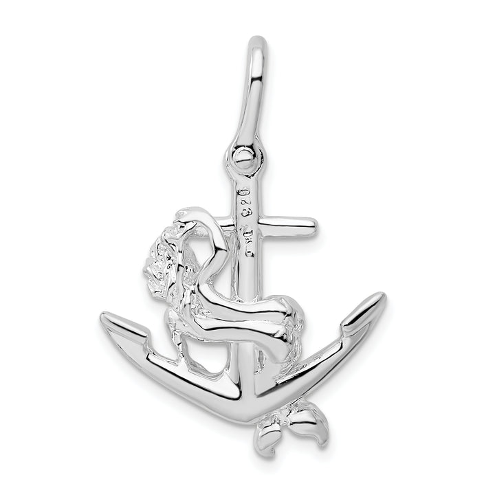 Sterling Silver 3D Anchor with Mermaid Pendant