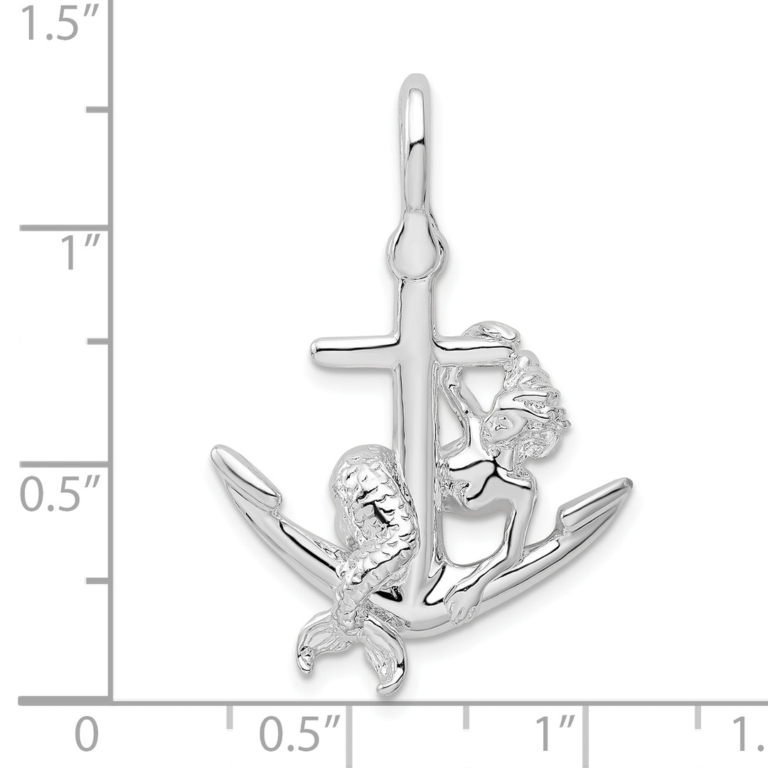 Sterling Silver 3D Anchor with Mermaid Pendant