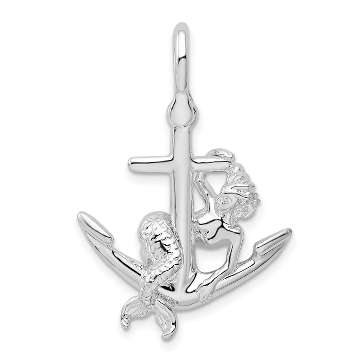 Sterling Silver 3D Anchor with Mermaid Pendant