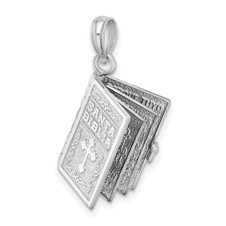 Sterling Silver Moveable 3D Spanish Santa Biblia Pendant