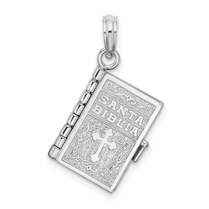 Sterling Silver Moveable 3D Spanish Santa Biblia Pendant