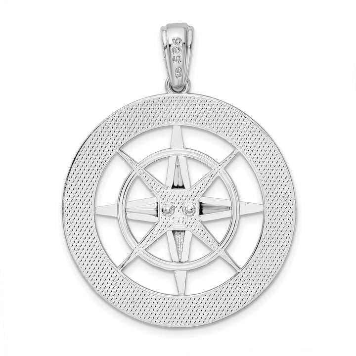 Sterling Silver Large Nautical Compass Pendant