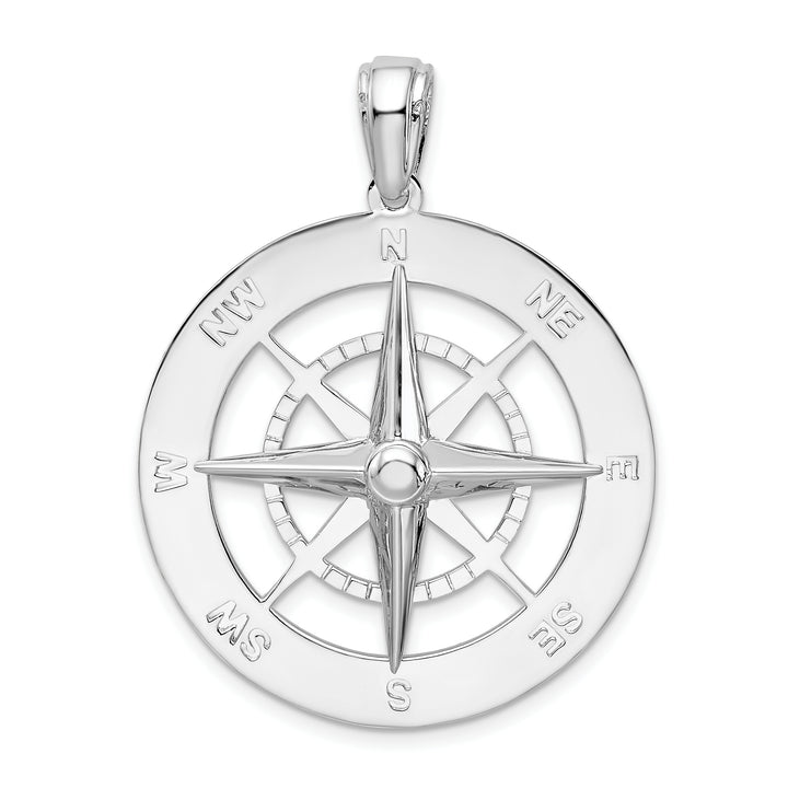 Sterling Silver Large Nautical Compass Pendant
