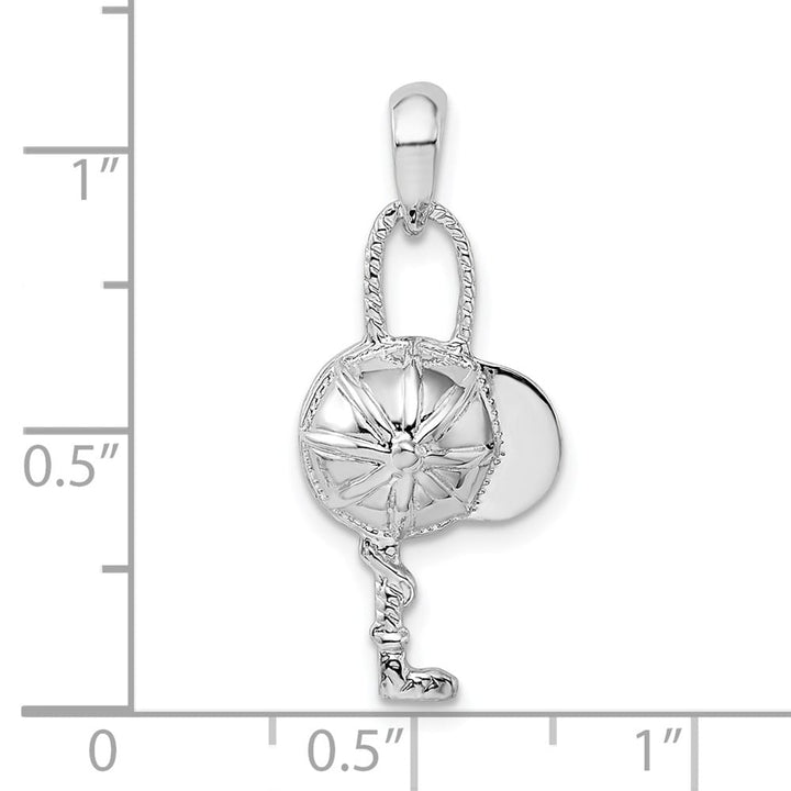 Lovely Rita's Pendants & Charms Sterling Silver Polished Jockey Helmet with Crop Pendant