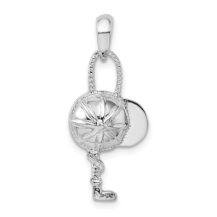Lovely Rita's Pendants & Charms Sterling Silver Polished Jockey Helmet with Crop Pendant