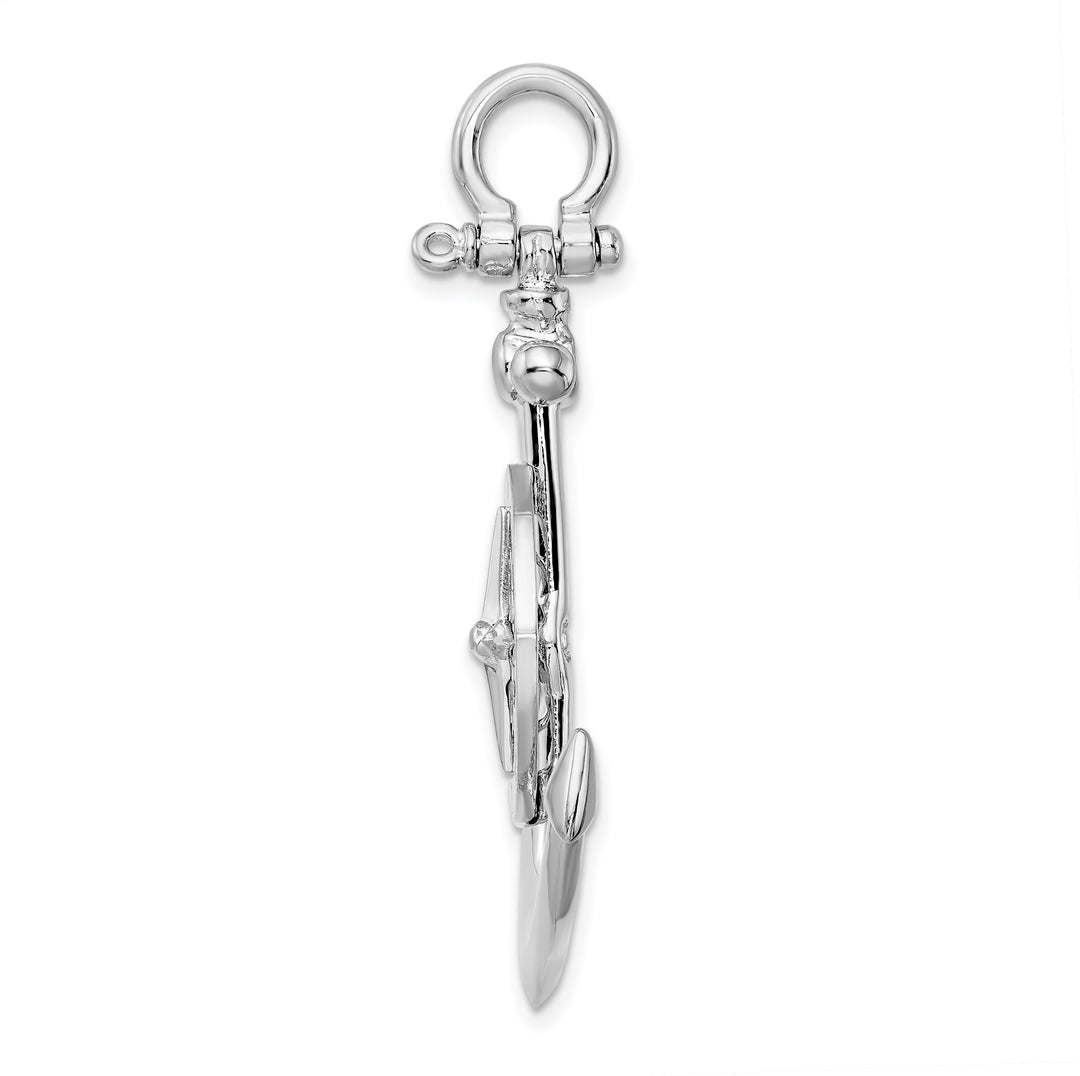 Sterling Silver 3D Large Anchor with Compass Pendant