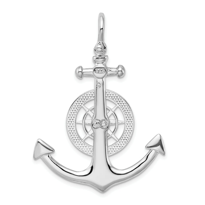 Sterling Silver 3D Large Anchor with Compass Pendant
