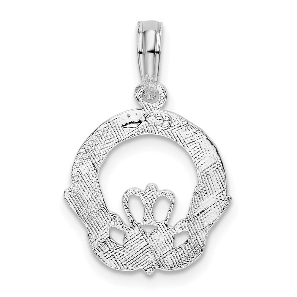 Lovely Rita's Pendants & Charms Sterling Silver Polished and Textured Claddagh Circle Pendant
