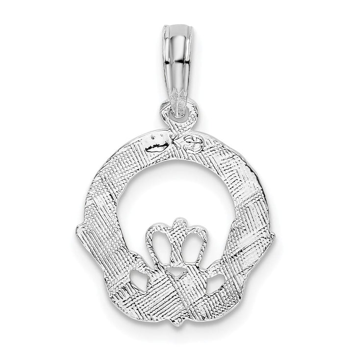 Lovely Rita's Pendants & Charms Sterling Silver Polished and Textured Claddagh Circle Pendant