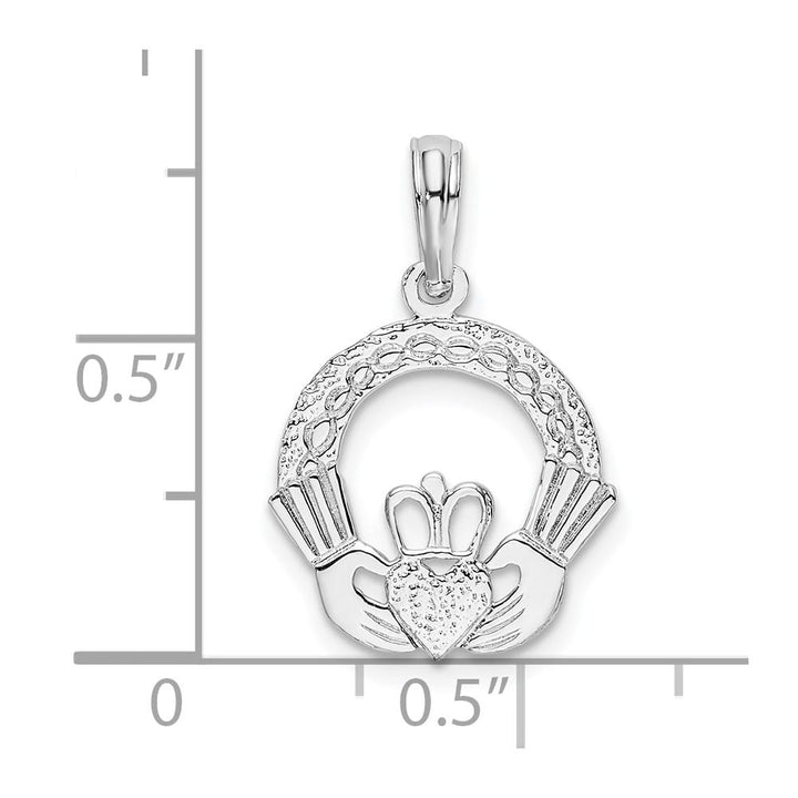 Lovely Rita's Pendants & Charms Sterling Silver Polished and Textured Claddagh Circle Pendant