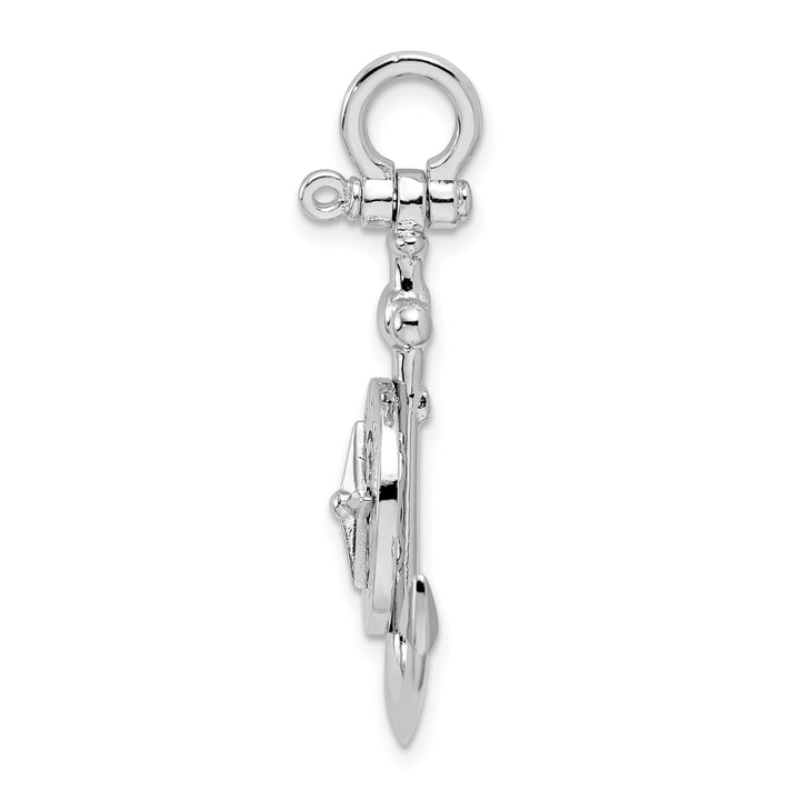 Sterling Silver 3D Small Anchor with Compass Pendant