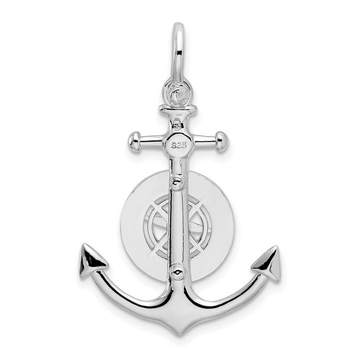 Sterling Silver 3D Small Anchor with Compass Pendant