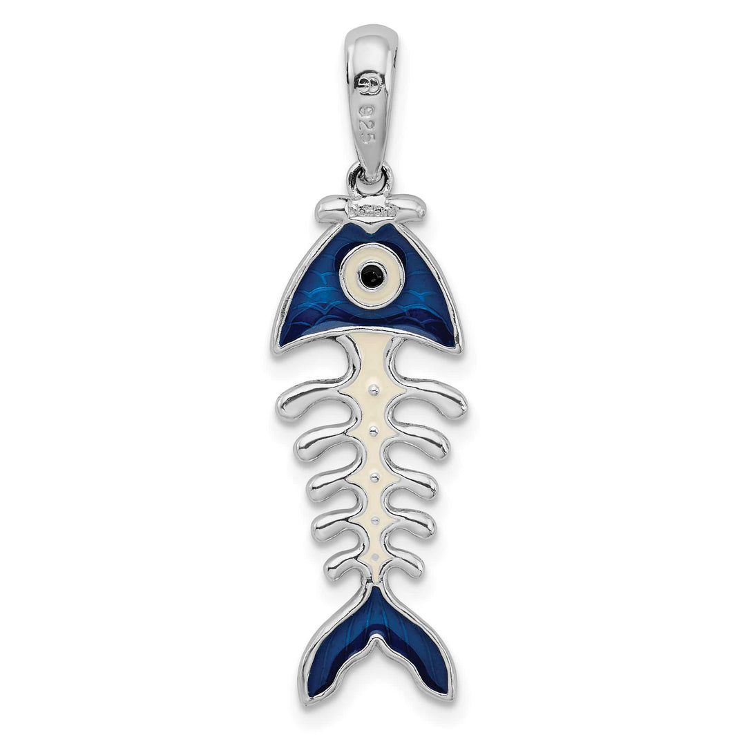 Sterling Silver 3D Enameled Fishbone Pendant