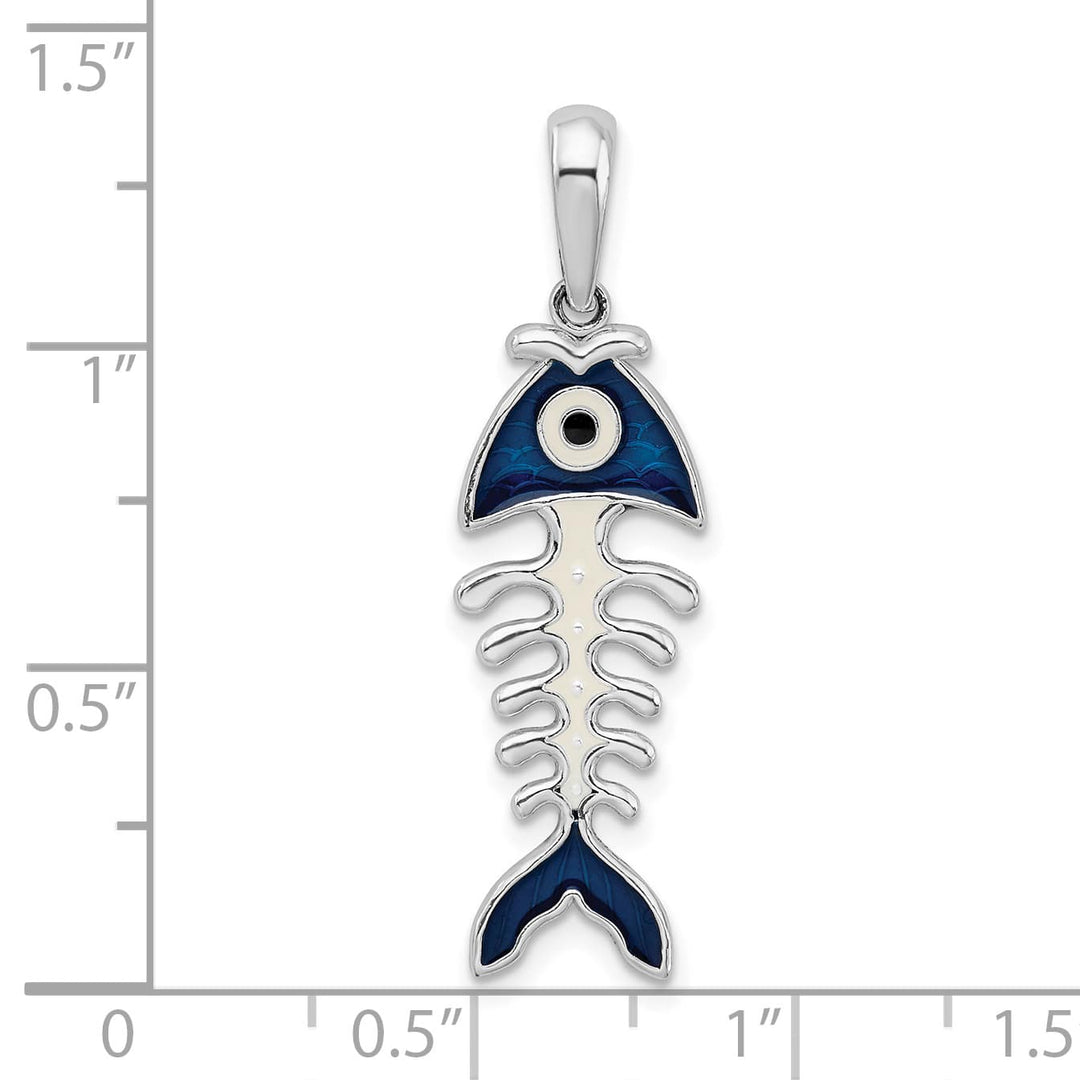 Sterling Silver 3D Enameled Fishbone Pendant