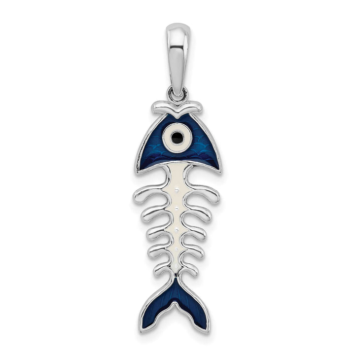 Sterling Silver 3D Enameled Fishbone Pendant