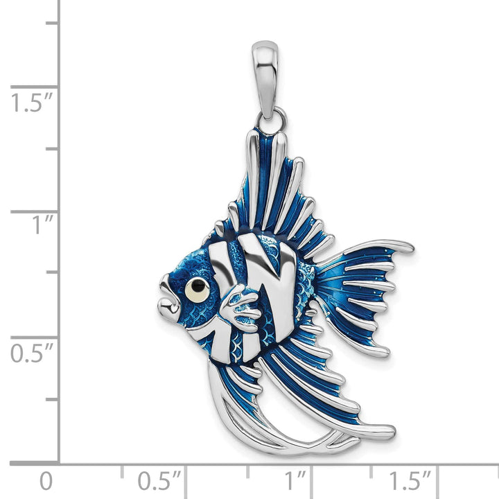 Sterling Silver Enameled Angel Fish Pendant