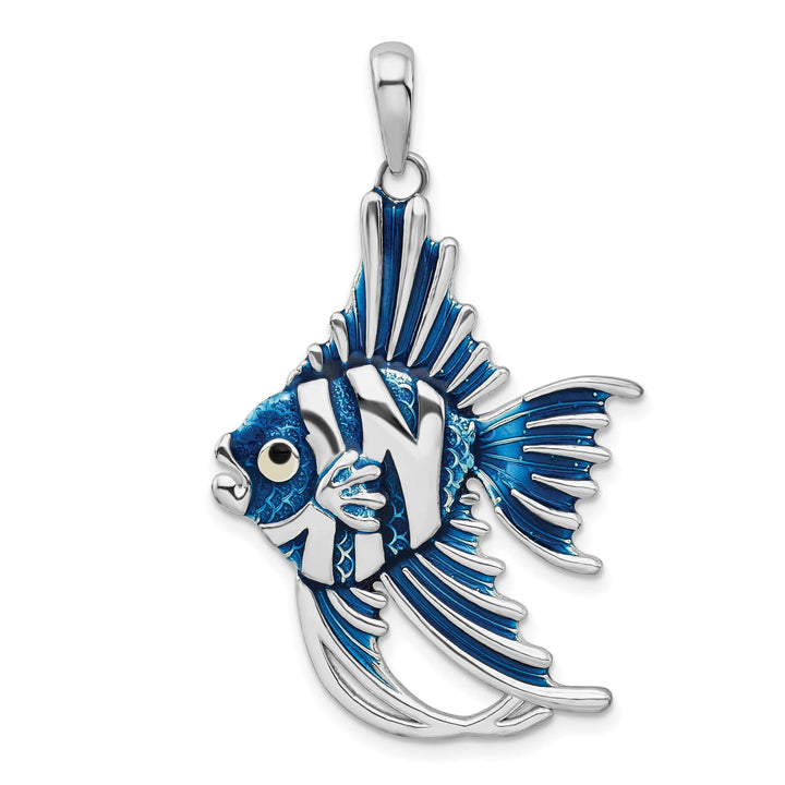 Sterling Silver Enameled Angel Fish Pendant