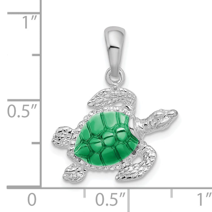 Sterling Silver Enameled Sea Turtle Pendant