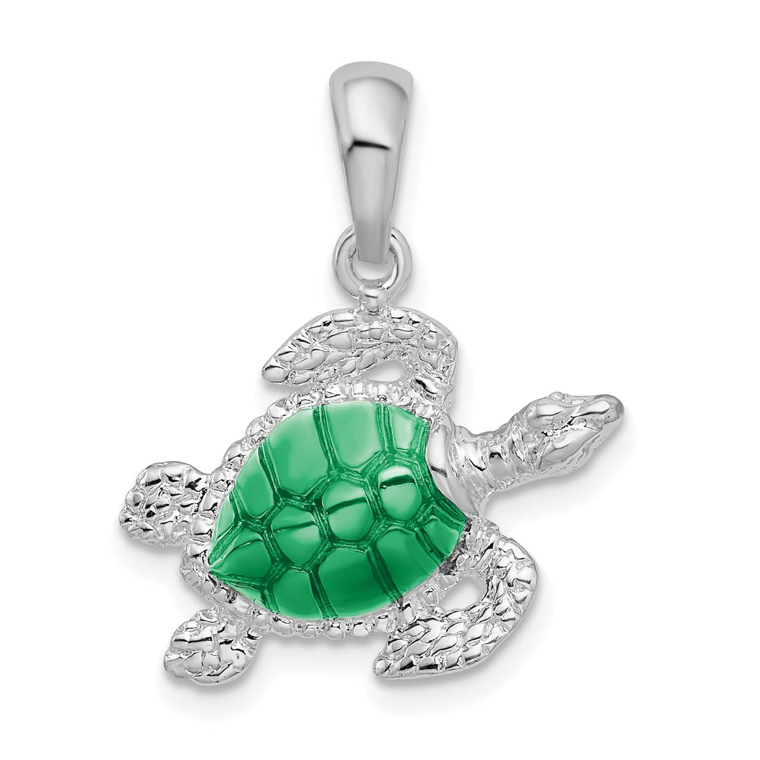 Sterling Silver Enameled Sea Turtle Pendant
