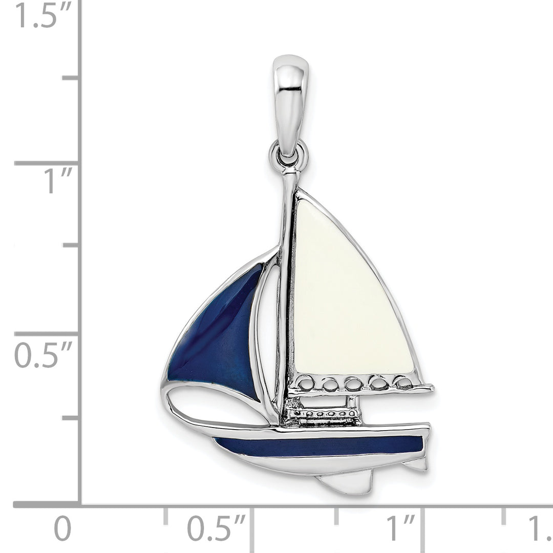 Sterling Silver Enameled Sailboat Pendant