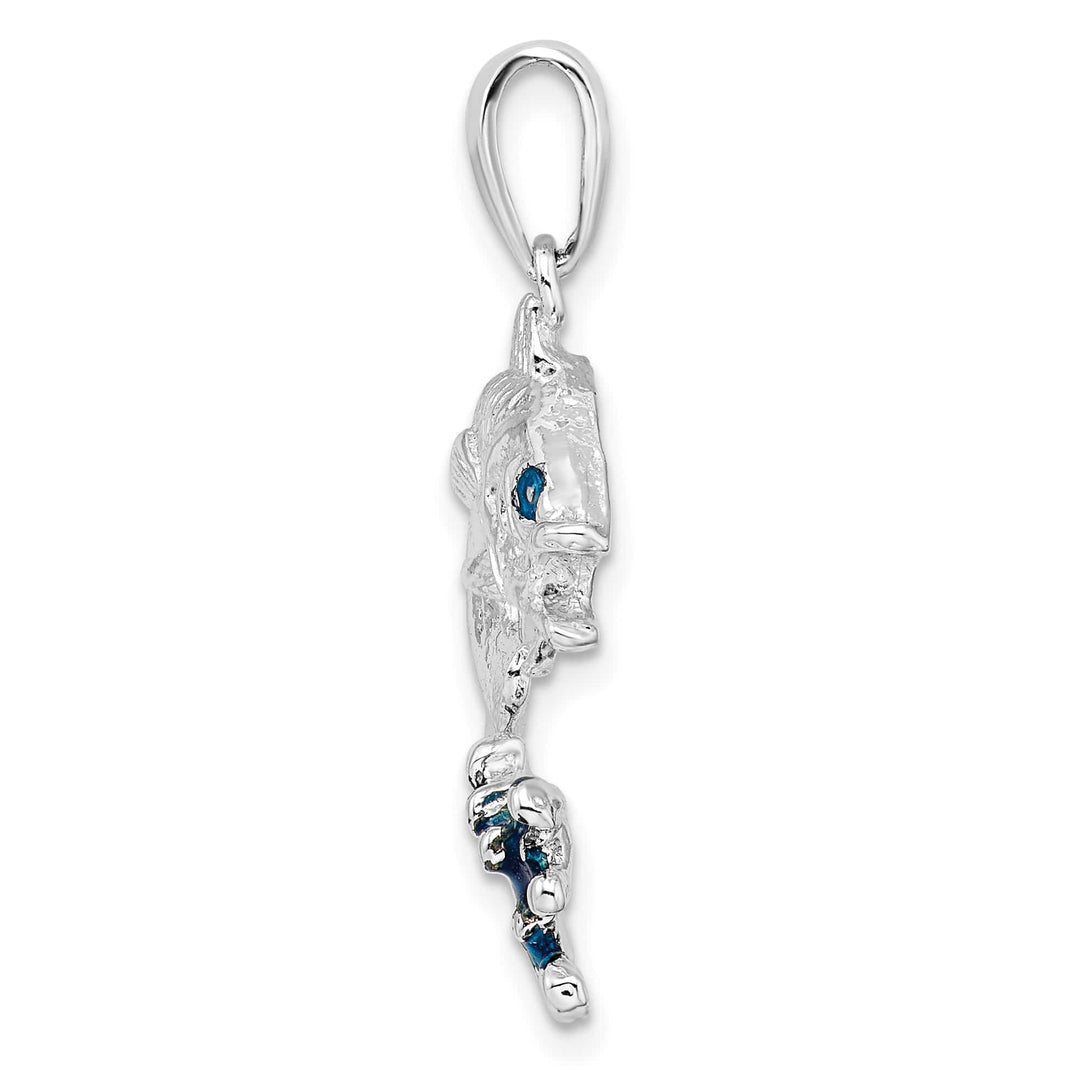 Sterling Silver Enameled Jumping Bass Fish Pendant