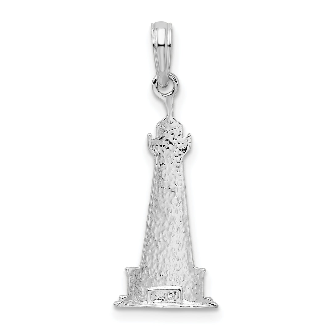 Sterling Silver Enameled Cape Hatteras Lighthouse Pendant
