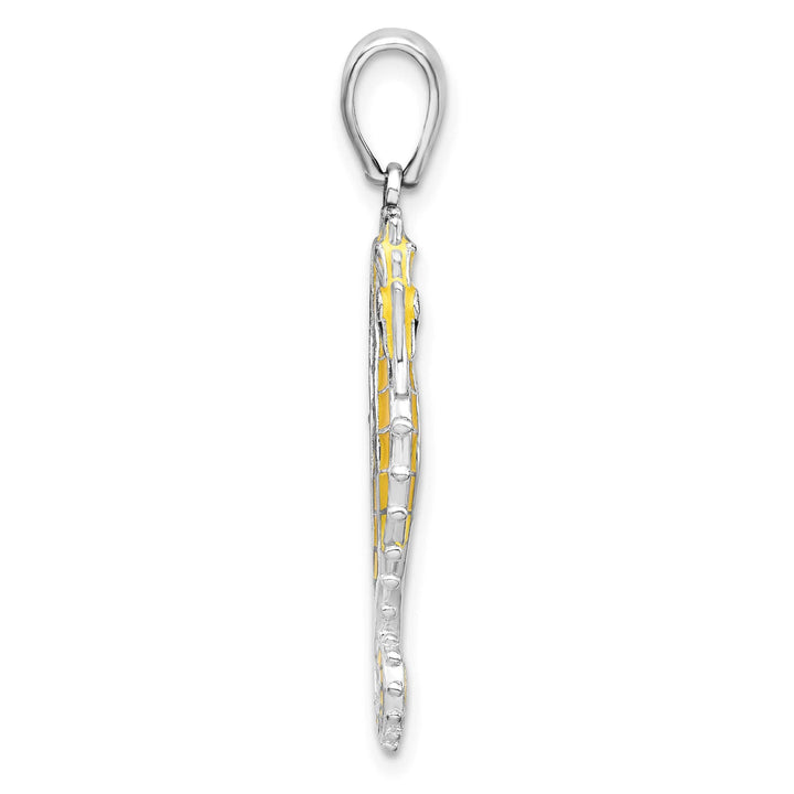 Sterling Silver 3D Enameled Yellow Seahorse Pendant