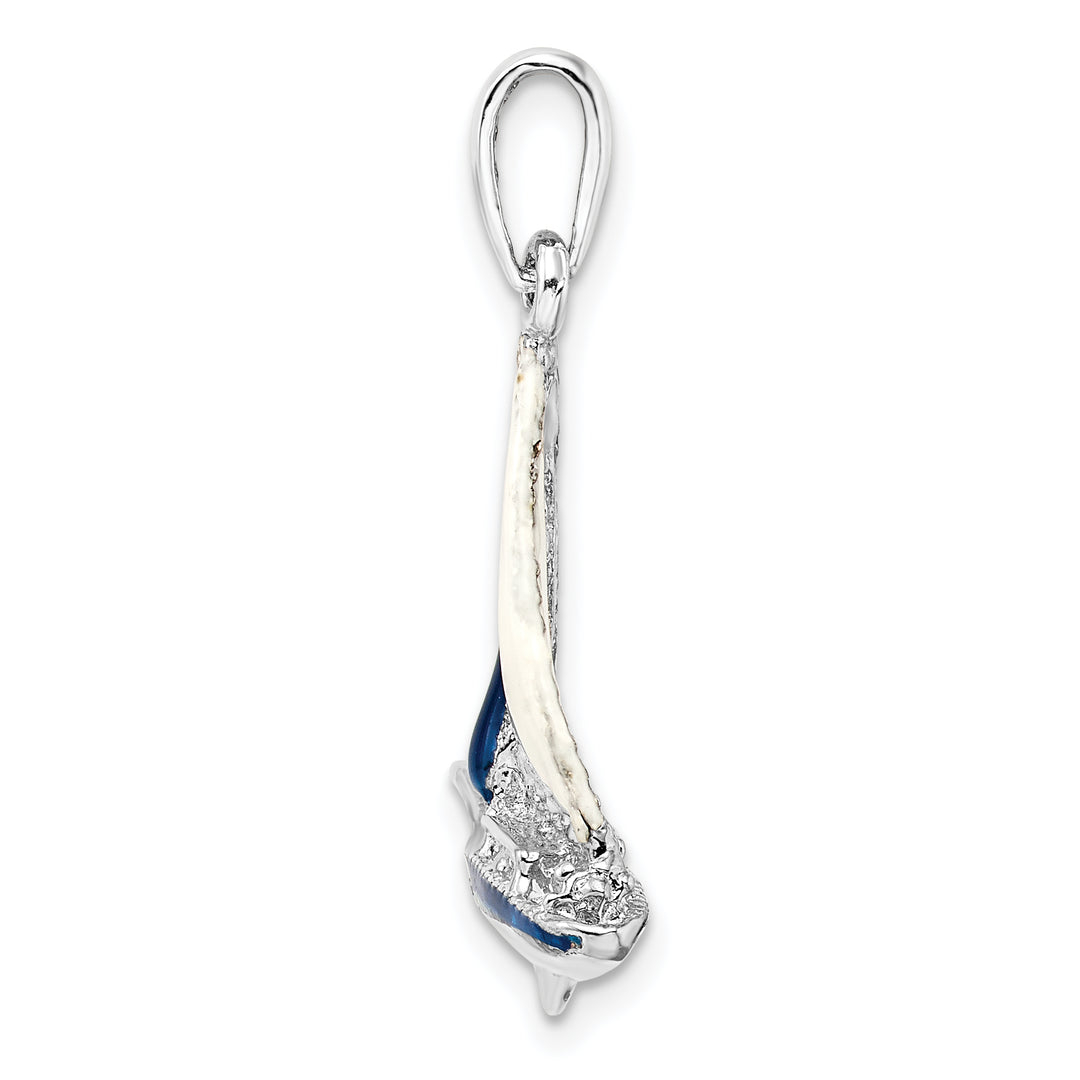 Sterling Silver 3D Enameled Sailboat Pendant