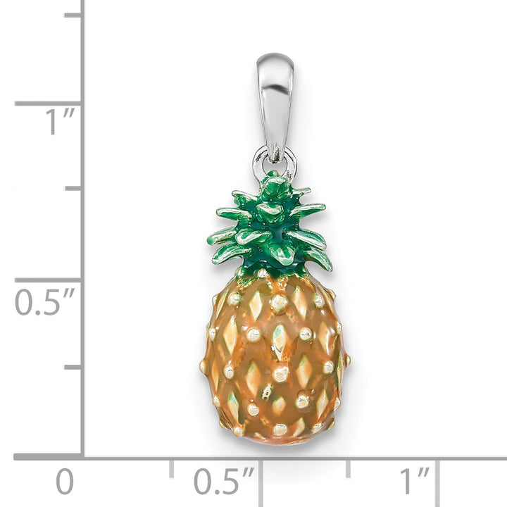 Sterling Silver 3D Enameled Pineapple Pendant