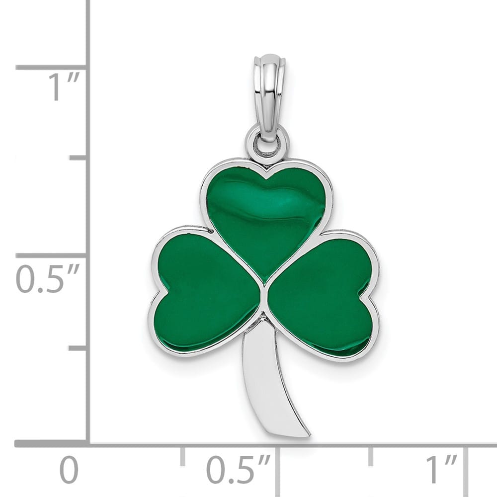 Lovely Rita's Pendants & Charms Sterling Silver Polished Enameled Shamrock Pendant