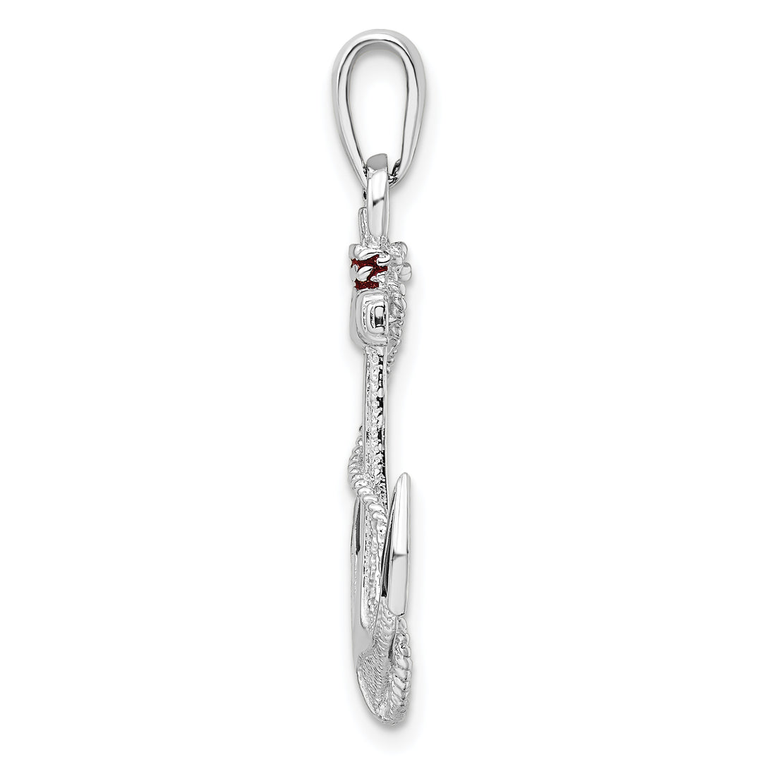 Sterling Silver Enameled Anchor with Rope Pendant