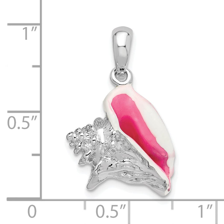 Sterling Silver Enameled Medium Conch Shell Pendant