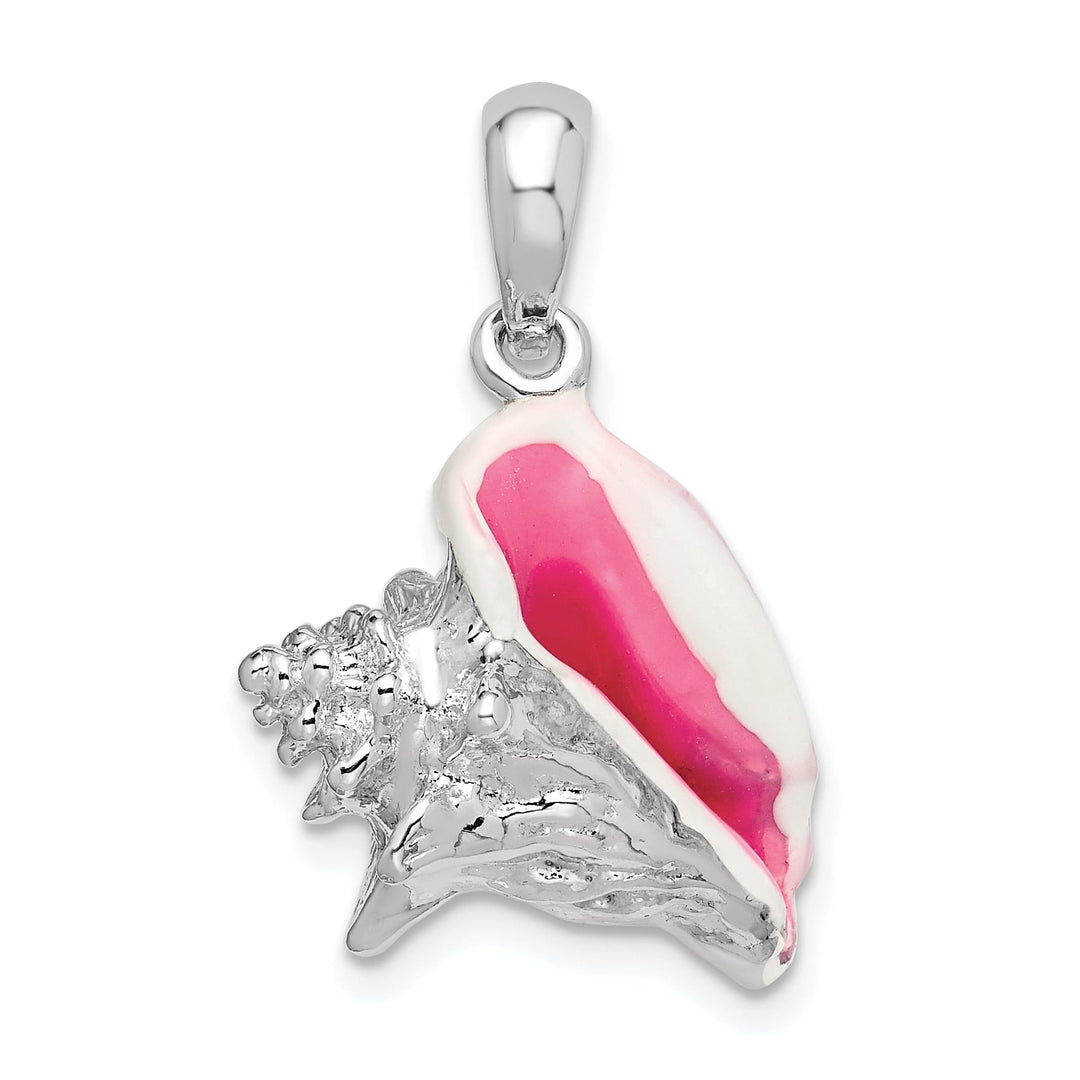 Sterling Silver Enameled Medium Conch Shell Pendant