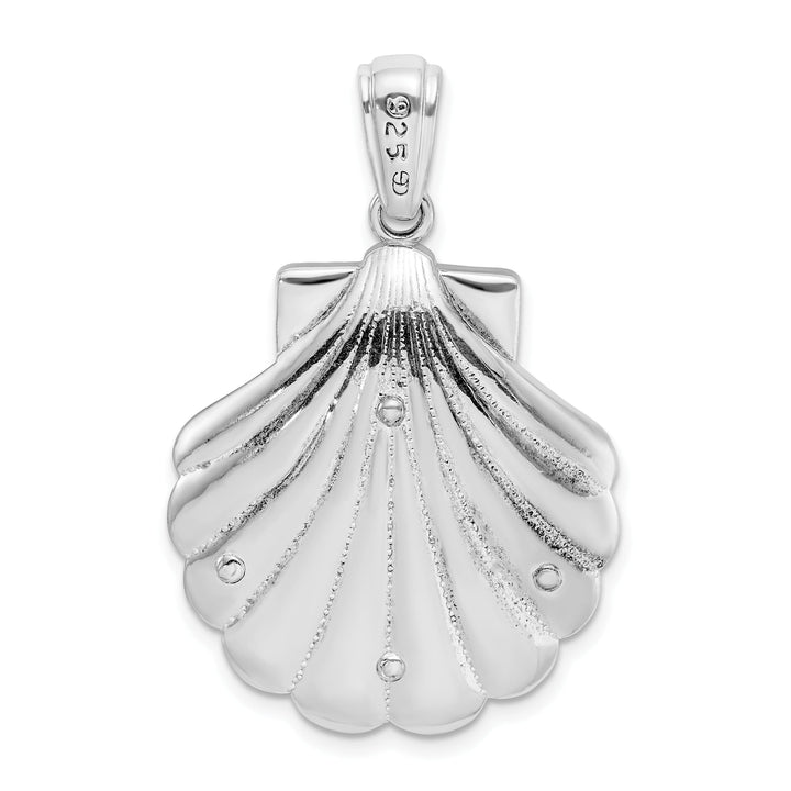 Sterling Silver Enameled Blue Shell with Seahorse Pendant