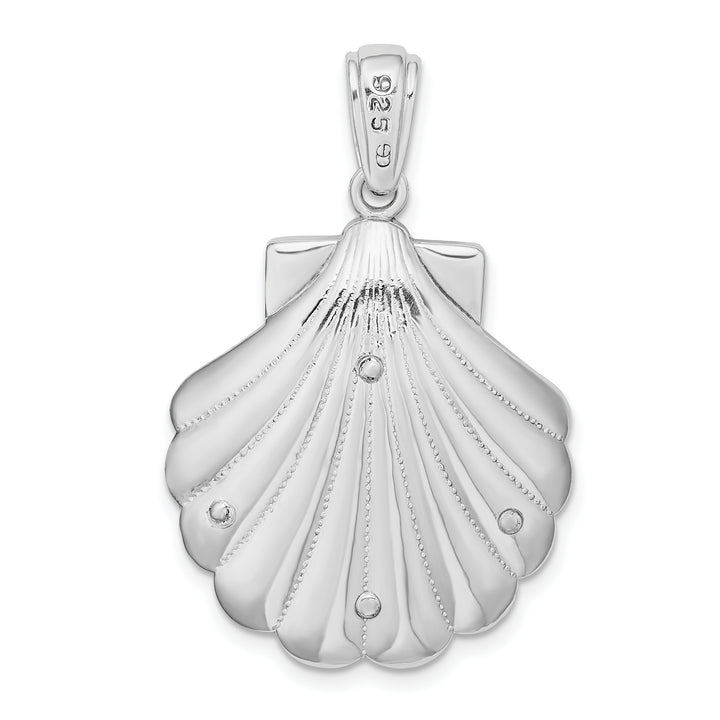 Sterling Silver Enameled Blue Shell with Starfish Pendant