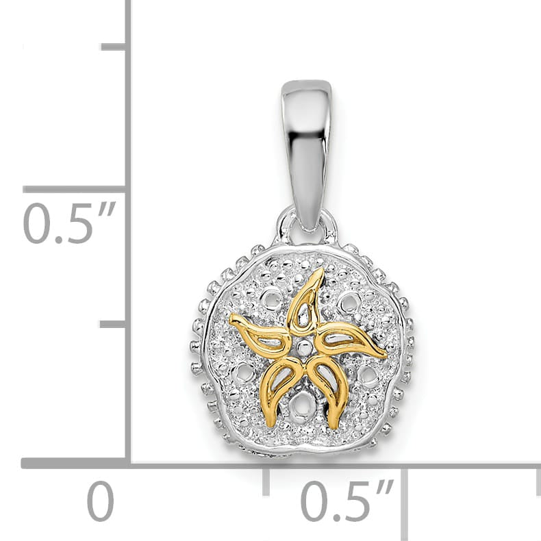 Sterling Silver Sand Dollar with 14k Starfish Pendant