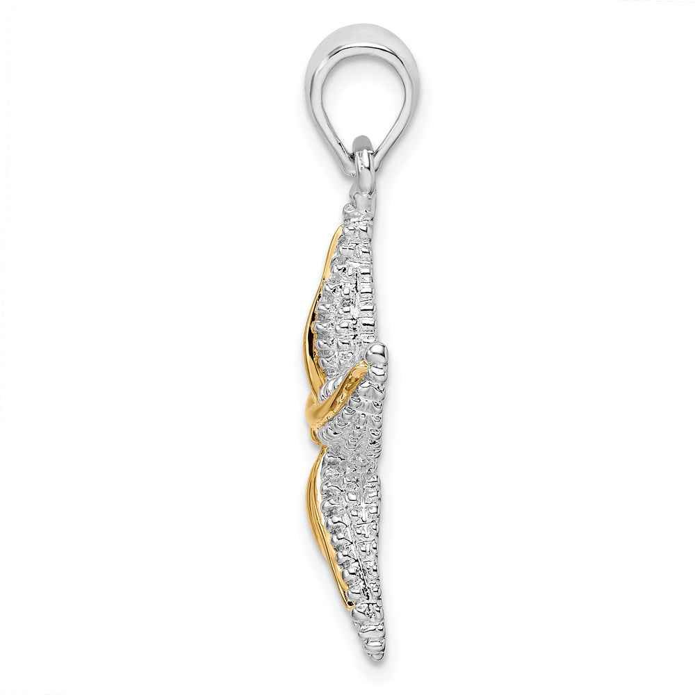 Sterling Silver Starfish with 14k Accent Pendant
