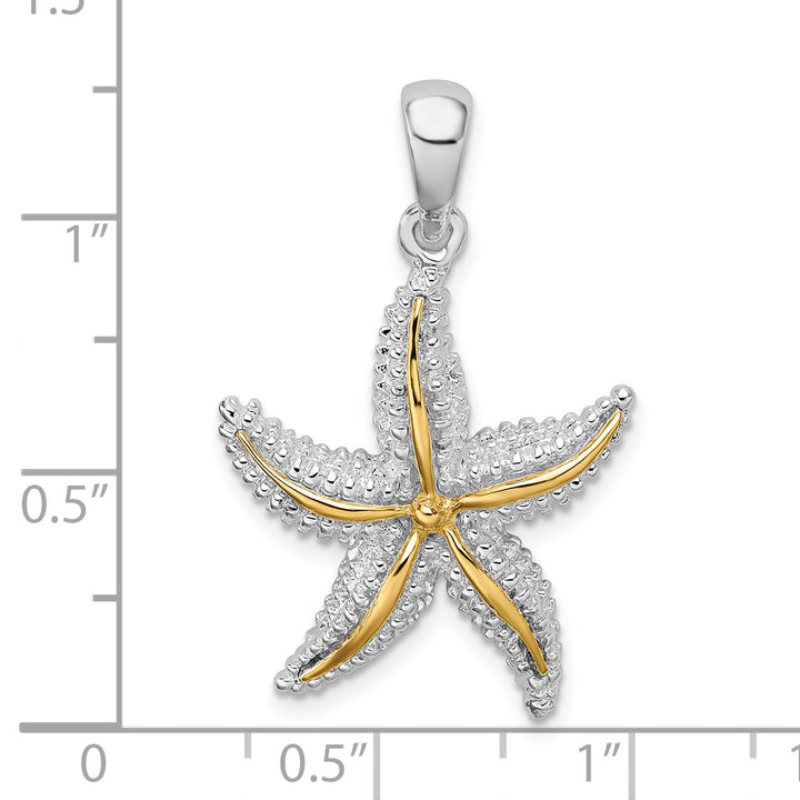 Sterling Silver Starfish with 14k Accent Pendant