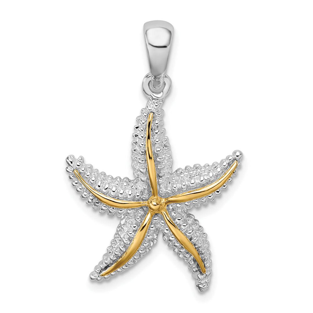 Sterling Silver Starfish with 14k Accent Pendant