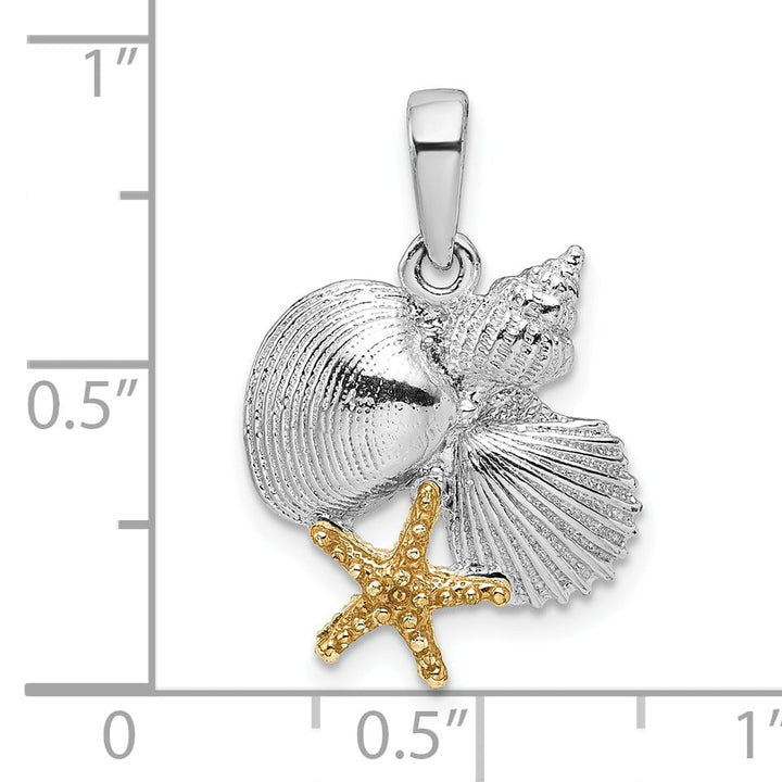 Sterling Silver Shells with 14k Starfish Pendant